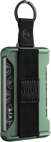 VULKIT Billetera de metal minimalista delgada para tarjetas de crédito, bloqueo RFID, carteras de aluminio ultraligeras con correa elástica para