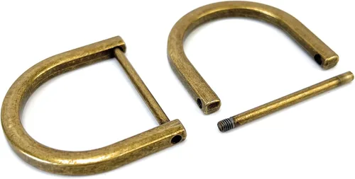 Miniatura 31 de 4 anillos en D resistentes con grillete de 1-1/2 pulgadas, oro antiguo, en forma de U, repuesto para bolso, llavero, collar de perro