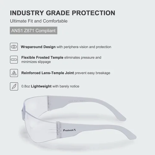 Miniatura 3 de ProtectX Gafas de seguridad para hombres y mujeres, lentes de sol de seguridad con lentes antivaho resistentes a los arañazos, agarres Skywalker