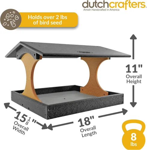 Miniatura 2 de DutchCrafters Amish Poly Deluxe Fly by Bird Feeder (negro y cedro)