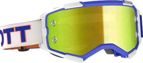 SCOTT Fury Retro - Gafas de motocicleta unisex para adultos, color blanco/azul/amarillo cromado, talla única