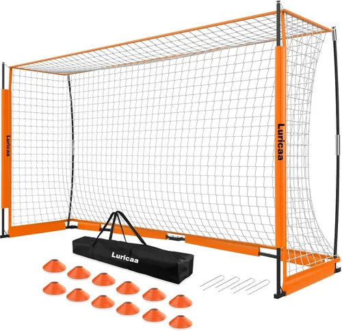 Miniatura 9 de Portería de fútbol plegable, 12×6 pies / 16×7 pies. Portería de fútbol portátil para el patio trasero, con configuración rápida, incluye 1 bolsa