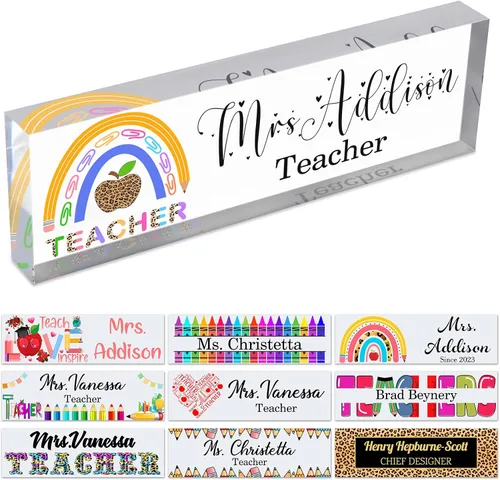 Miniatura 25 de Placa de nombre personalizada para escritorio de profesor para aula, placa de identificación personalizada para escritorios, placa de escritorio