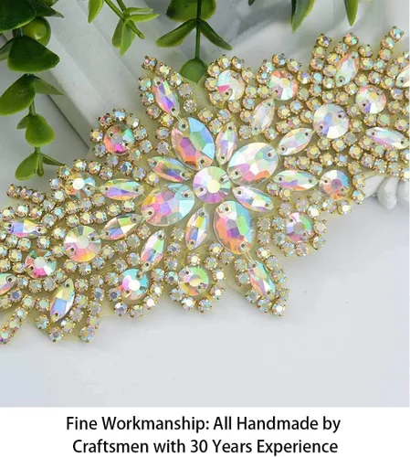 Miniatura 3 de ShiDianYi Vestido nupcial de la boda de la correa de la faja apliques con el cinturón de piedra AB decoración de la cintura del rhinestone nupcial