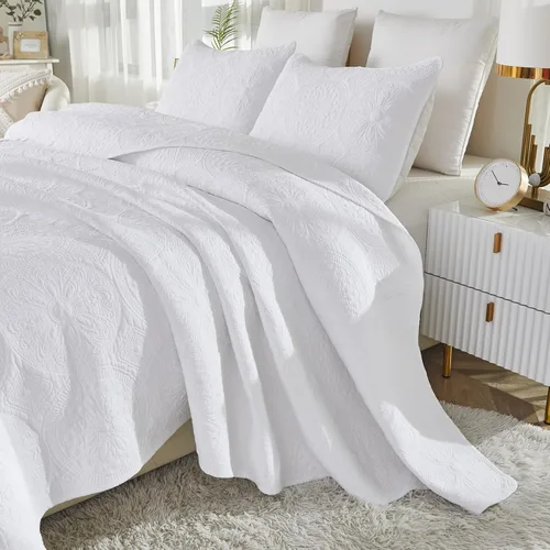 Miniatura 3 de Brandream Juego de Ropa de Cama Acolchado con Medallón de Lujo Tamaño King de Algodón Estilo Granja Juego de Edredón Tamaño Queen Colcha Matelassé