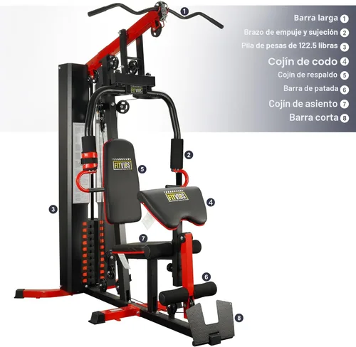 Miniatura 2 de Fitvids Home Gym Equipment, Multifunctional Full Body Workout Weight Machine Station with Weight Stack, All in One Exercise Equipment with Pulley