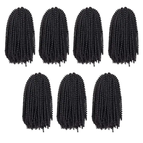 Miniatura 76 de Paquete de 2 cabello para trenzas en espiral de 8 pulgadas, cabello Spring Twist para rastas falsas, rastas de mariposa, cabello para trenzas, fibra
