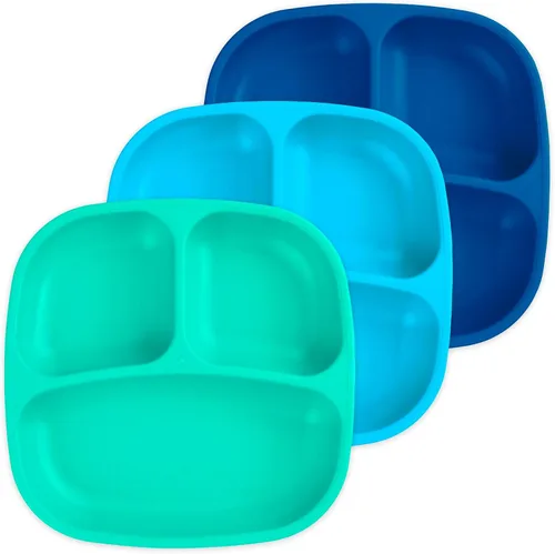 Miniatura 41 de Re-Play Platos para niños pequeños con divisores, 3 compartimentos de pared profunda, platos divididos para niños con 3 tapas, aptos