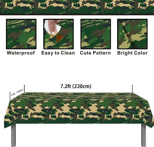 Miniatura 2 de Juego de manteles de camuflaje con temática de soldado con temática de soldado, diseño de soldado militar, suministros para fiestas, mesa de tartas