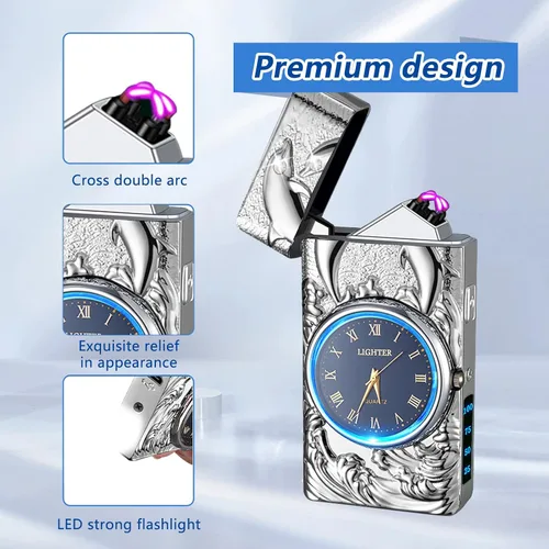 Miniatura 2 de Regalos para él, encendedores eléctricos USB tipo C, recargable, encendedor electrónico, resistente al viento, encendedor de plasma con interruptor