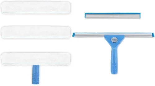 AMERWASH PLUS Kit de lavado de escobilla de ventana para limpieza de puertas de vidrio, espejos y ventanas, escobilla extra de 14 pulgadas de ancho