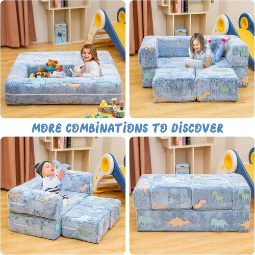 Miniatura 4 de furlinkhm Sofá para Niños Pequeños, Sofá de Juego para Niños con Iluminación en la Oscuridad, Sofá Plegable para Niños Pequeños, Sofá Plegable