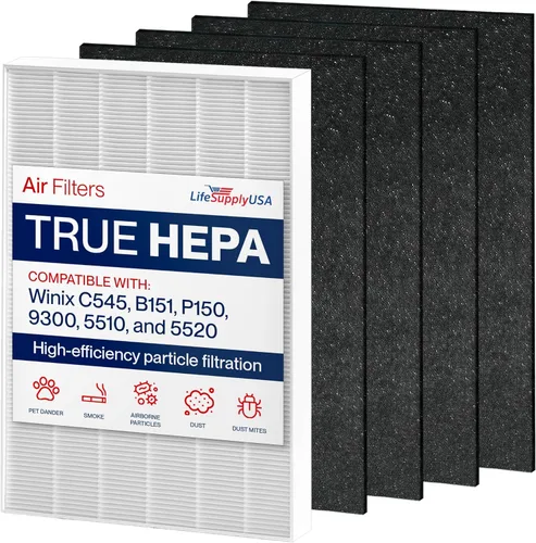 Filtro de repuesto HEPA C545 compatible con purificador de aire Winix, HEPA + 2 filtros de carbono, reemplazo del purificador de aire C545 para