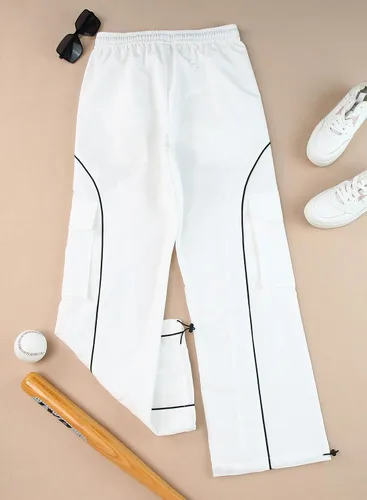 Miniatura 8 de Allytok Pantalones de paracaídas para mujer, pantalones cargo holgados Y2K con bolsillos, pantalones modernos de pierna ancha