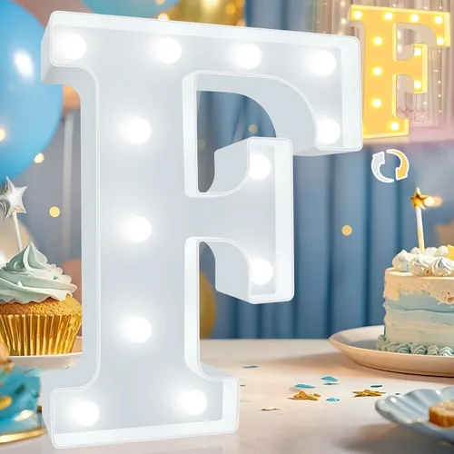 Miniatura 35 de Pooqla Letras con luces LED de marquesina, letras decorativas iluminadas en blanco cálido y blanco frío, letras del alfabeto iluminadas para niños