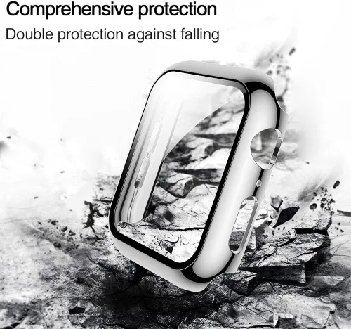 Miniatura 3 de Paquete de 2 fundas de vidrio templado de 1.77 pulgadas compatibles con Apple Watch Series 8 7 fundas protectoras de pantalla de vidrio templado