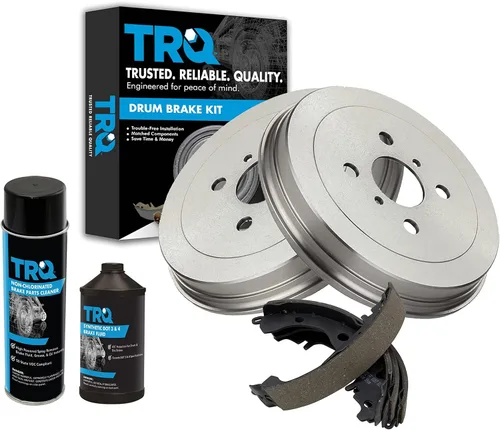 TRQ Kit de tambor de freno trasero y zapata, lado izquierdo del conductor y del pasajero derecho con productos químicos compatibles con Scion xA xB