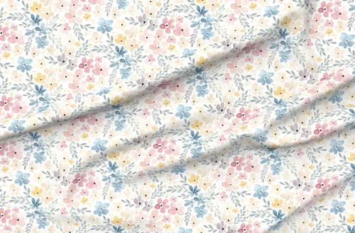 Miniatura 4 de Spoonflower Tela - Flores florales caprichosas de acuarela naturaleza botánica rosa azul pastel impreso en tela de gasa Fat Quarter - Costura