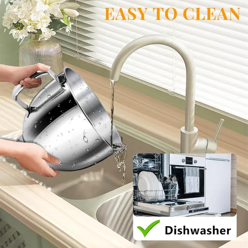 Miniatura 5 de Tazón de mezcla de 5 cuartos de galón para batidoras de pie KitchenAid, tazón de acero inoxidable de grado alimenticio con mango y cierre, Plateado
