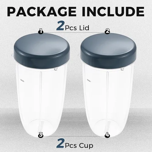 Miniatura 42 de Vasos de licuadora de repuesto para licuadora Nutribullet de 18 onzas con tapa, compatible con Nutribullet 600 W 900 W licuadora exprimidor