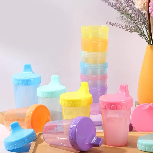 Miniatura 5 de Mifoci Paquete de 24 vasos para sorber de 6.7 onzas sin tapón para niños pequeños de 1 a 3 años, vasos de entrenamiento antiderrames con tapas