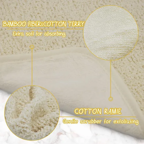 Miniatura 2 de Toallas de mano de ramio y rayón orgánico natural hechas de bambú de doble cara, toallas de mano ultrasuaves para ducha, baño, spa, suaves