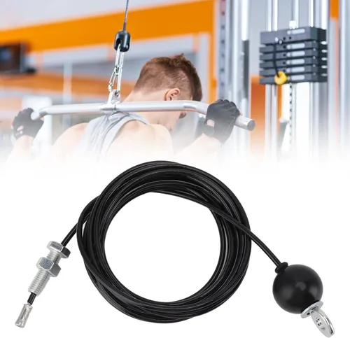 Miniatura 7 de Sistema de polea de fitness resistente, cable ajustable, cuerda de alambre de acero, gimnasio, ejercicio en casa, color negro