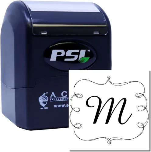 Miniatura 2 de Sello inicial Amaze preentintado PSI, sello de letras de goma personalizado, sello de goma con monograma personalizado, diseño cuadrado