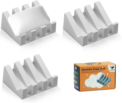 Miniatura 54 de Jabonera Autodrenante con Soporte, Jabonera de Silicona, para Baño, Cocina, Esponjas, Puede Extender la Vida del Jabón, Mantiene las Barras de Jabón