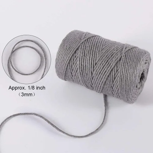 Miniatura 2 de Tenn Well Cordel de yute gris, cuerda de 328 pies de grosor de 0.118 in de grosor para envolver regalos, manualidades, embalaje, jardinería