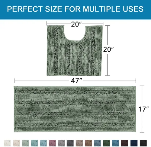 Miniatura 512 de H.VERSAILTEX Alfombras de baño para cuarto de baño, antideslizantes, tapetes de baño extragruesos, de felpilla, a rayas, alfombra de 20" x 32