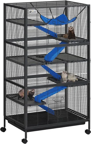 Miniatura 8 de Polar Aurora Jaula de metal para animales pequeños de 5 niveles, para mascotas, jaula de hurón extraíble con ruedas bloqueables, jaula de chinchilla