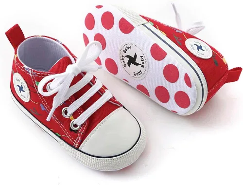 Miniatura 5 de Zapatos unisex para bebés, niñas y niños, suela suave, lona para recién nacidos, primeros pasos, zapatillas altas antideslizantes