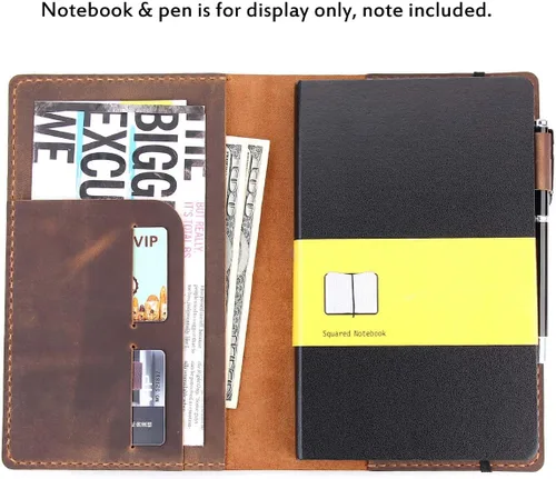Miniatura 3 de Robrasim Funda de Cuero para Diario Compatible con Cuaderno de Tapa Dura Grande Moleskine, Funda de Cuero Vintage Hecha a Mano para Cuadernos