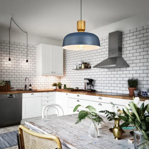 Miniatura 3 de Darkaway Accesorios de Lámparas Colgantes de Techo con Pantalla de Metal Martillado, Lámpara Colgante Moderna para Iluminación de Isla de Cocina