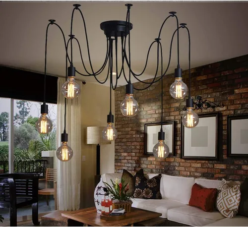 Miniatura 6 de Lámpara de araña de techo, lámpara colgante de iluminación, lámpara de araña clásica antigua ajustable DIY, lámpara de araña moderna y elegante 8