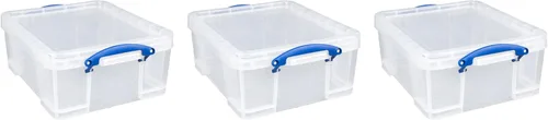 Miniatura 12 de Really Useful Box - 10 unidades de contenedores de plástico para almacenamiento de 17 L, con tapas de cierre rápido y candado de clip, transparentes