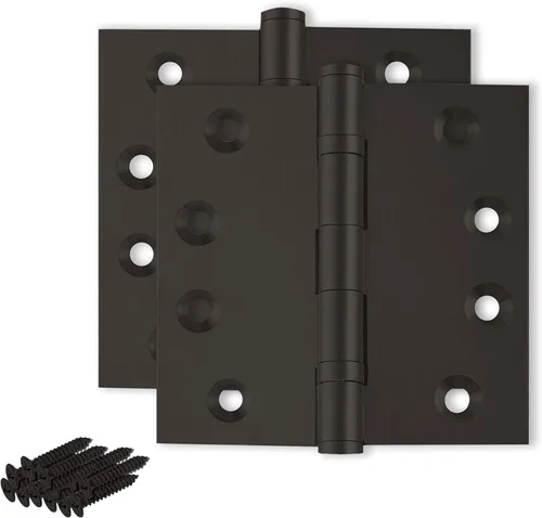 Miniatura 29 de Bisagra negra resistente para puerta, rodamiento de bolas negro mate, 4 x 4 pulgadas, resistente, juego de 2 bisagras de puerta de latón macizo