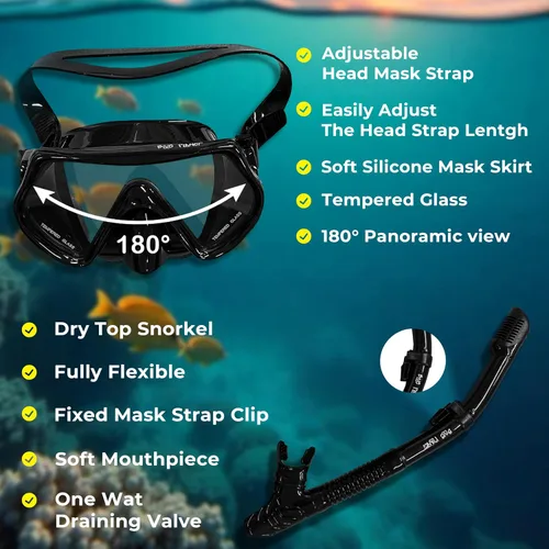 Miniatura 3 de Blue Planet Juego de esnórquel seco y máscara de buceo, equipo de esnórquel para adultos, máscara de esnórquel antivaho - Máscara de buceo