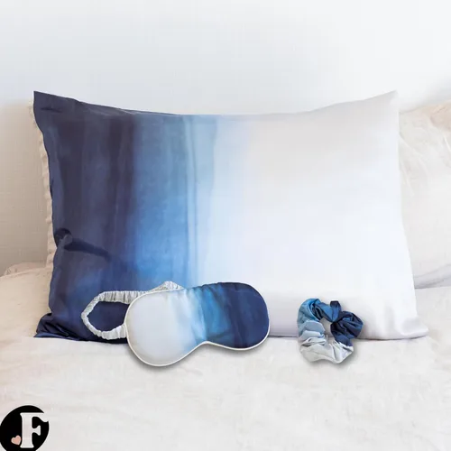 Miniatura 5 de Fenrici - Juego de regalo de funda de almohada de satén de lujo – Incluye antifaz y coletero, seda vegana pura para el cuidado del cabello