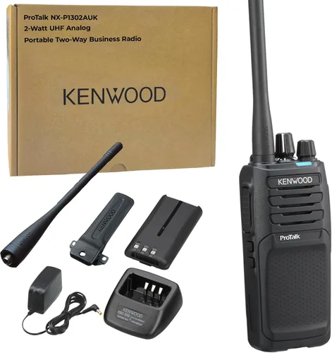 KEWOOD NX-P1302AU ProTalk - Radio bidireccional comercial de 2 W, configuración simple, 64 canales, actualizable a digital, batería de 19.5 horas de