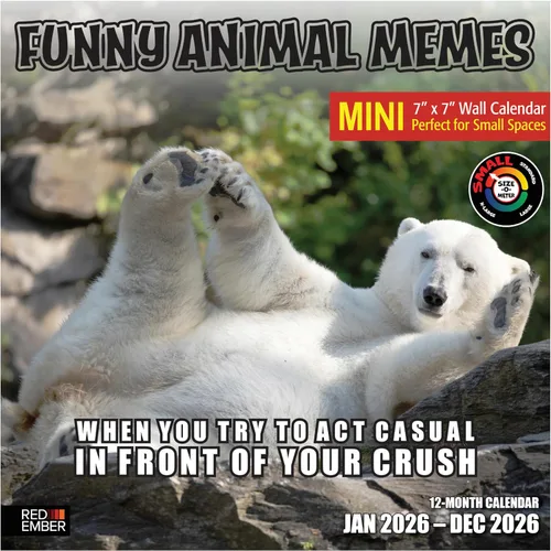 Miniatura 7 de RED EMBER - Calendario de pared de memes de animales divertidos 2026 de 12 meses 12 x 24 pulgadas abierto papel grueso y resistente regalo