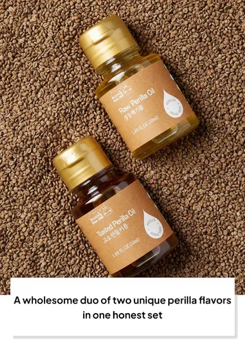 Miniatura 2 de Juego de Aceite de Perilla Coreano K FOOD en Mini (2 × 50 ml / 1.69 fl oz), Aceites de Perilla Prensados en Frío Crudos y con Sabor a Frutas Secas