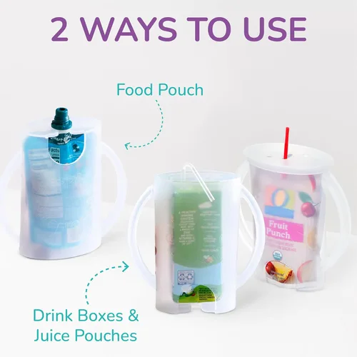 Miniatura 5 de Flipping Holder 2 en 1 para bolsas de comida y cajas de jugo para bebé (paquete de 2) - Envase seguro para alimentos sin apretar, con asas de fácil