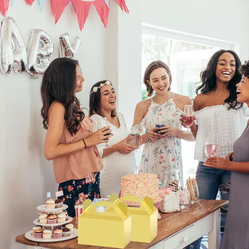 Miniatura 8 de MOORAY Paquete de 30 cajas de dulces con asas, cajas de regalo para fiestas de cumpleaños infantiles, baby shower, boda, Halloween y Navidad (dorado)