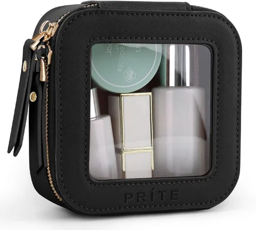 Miniatura 27 de Prite Bolsa de maquillaje transparente, estuche organizador de cosméticos, bolsa de aseo de viaje impermeable, bolsa para el cuidado de la piel