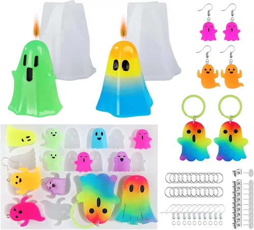 Miniatura 9 de Moldes de resina 3D de calavera de LET'S RESIN, juego de 4 tamaños de moldes de silicona de calavera para resina epoxi, cera de vela, jabón