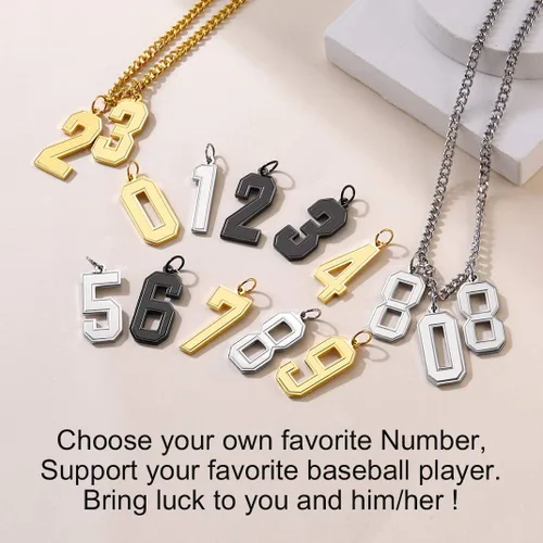 Miniatura 3 de GoldChic - Collar con números de joyería para hombres y mujeres, collares de béisbol personalizados para jóvenes con número para niños, cadena