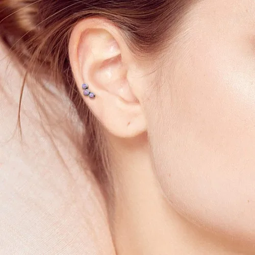 Miniatura 5 de Pierced Owl - 16G G23 Implant Grade Titanium Triple Synthetic Opal Cartilage Helix Stud Earring