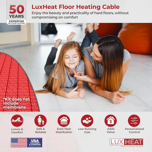 Miniatura 2 de LuxHeat Kit de cable de calefacción de suelo de 10 pies cuadrados – Sistema de calefacción por suelo de 120 V – Sistema de suelo calefactado incluye